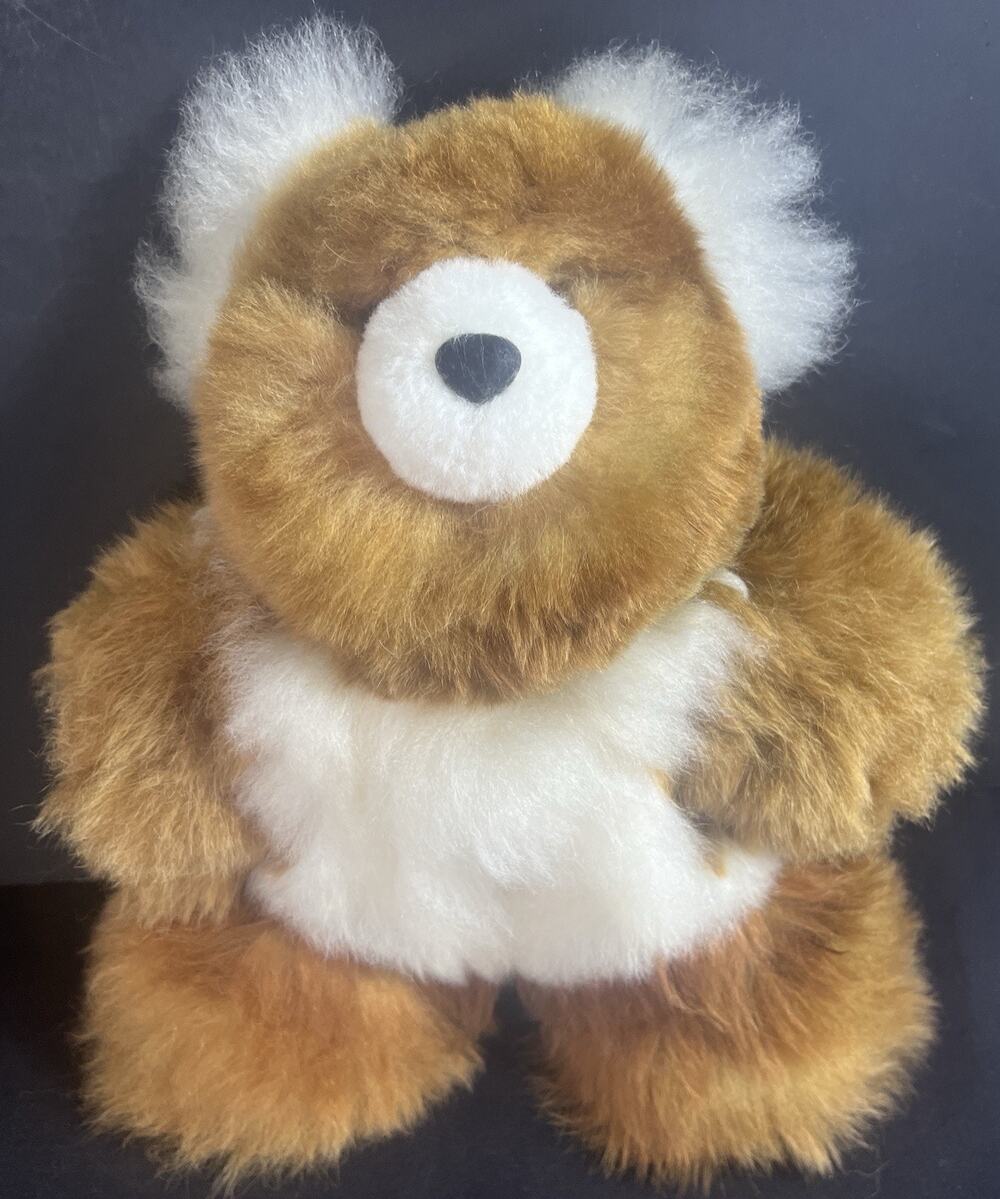 Soft Alpaca Teddy Bear Handmade In Peru from 100% Baby Alpaca Brown & Cream NEW